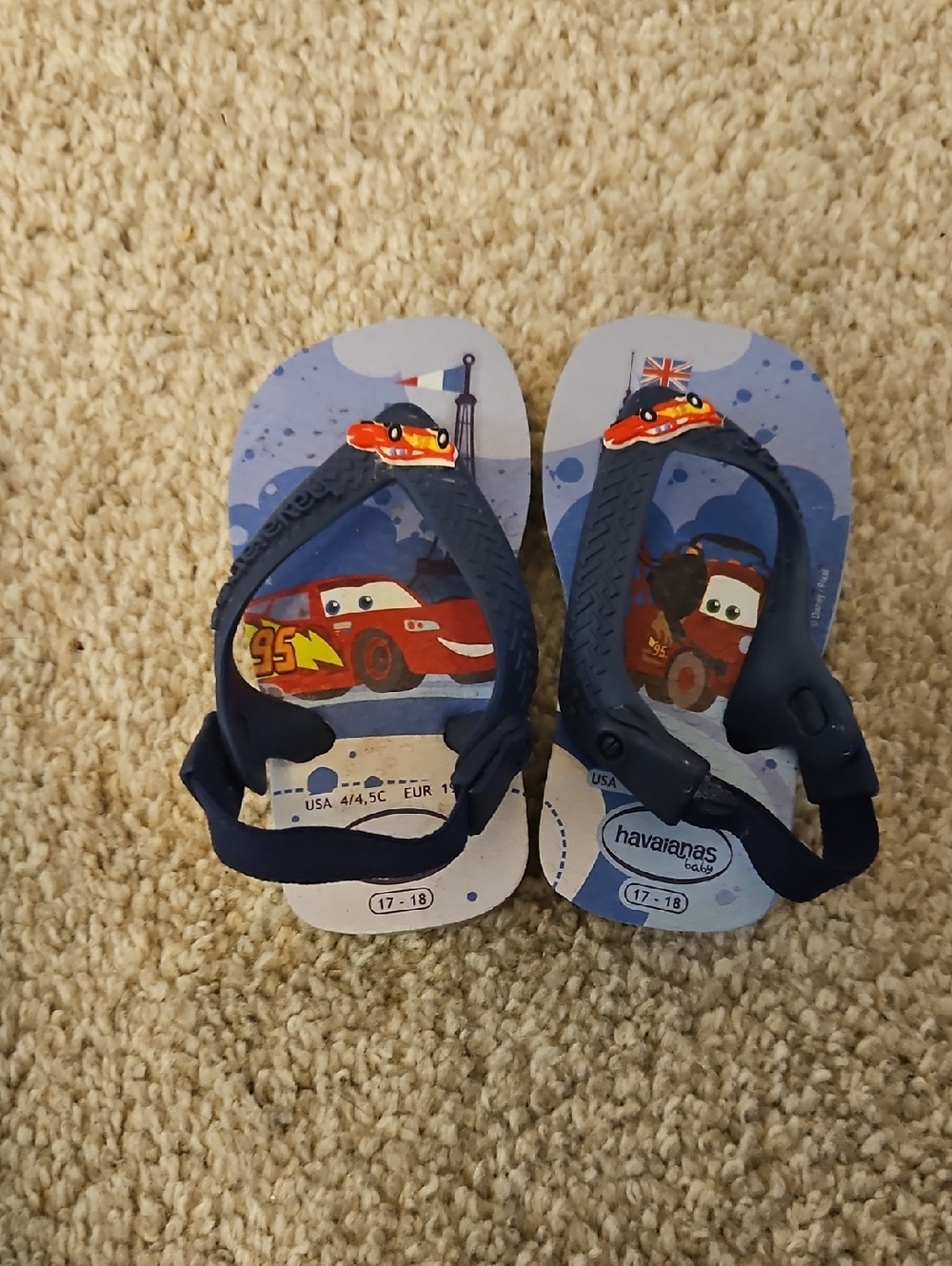 Havaianas Kids Blue Lightning McQueen Print Flip Flops
